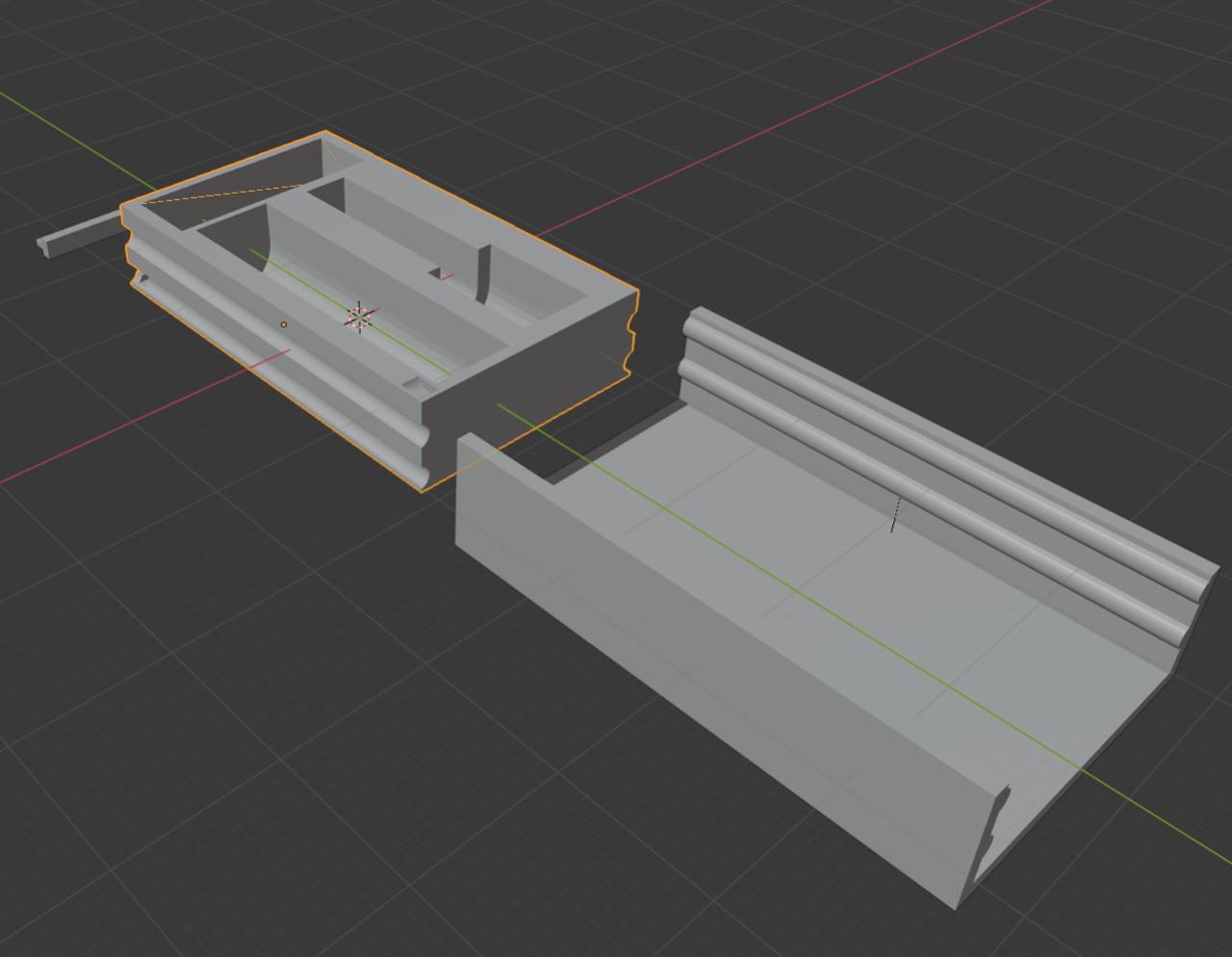 3D-Editor, der eine Schiebebox zeigt